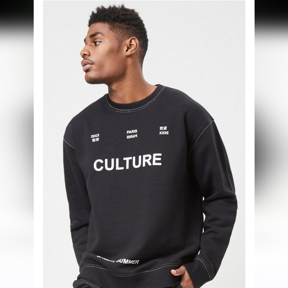 Forever 21 Men Culture Black sweatshirt shirt top S